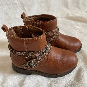 Carter’s Brown Ankle Boots with Glitter Straps sz8